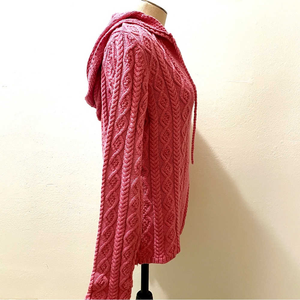 Vintage Polo Ralph Lauren Pink Cable Knit Hooded Sweater - Size Small - EUC 🌟 - Picture 7 of 15